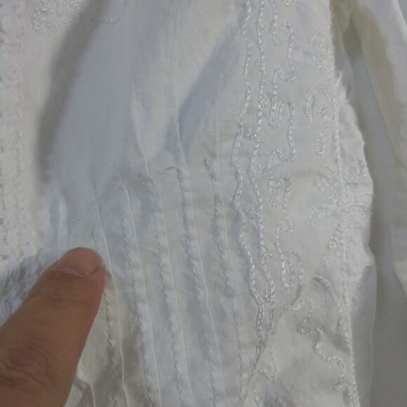 Raiment White Cotton Cottagecore Boho Long Sleeve Button Front Blouse Top Size M - Picture 4 of 7